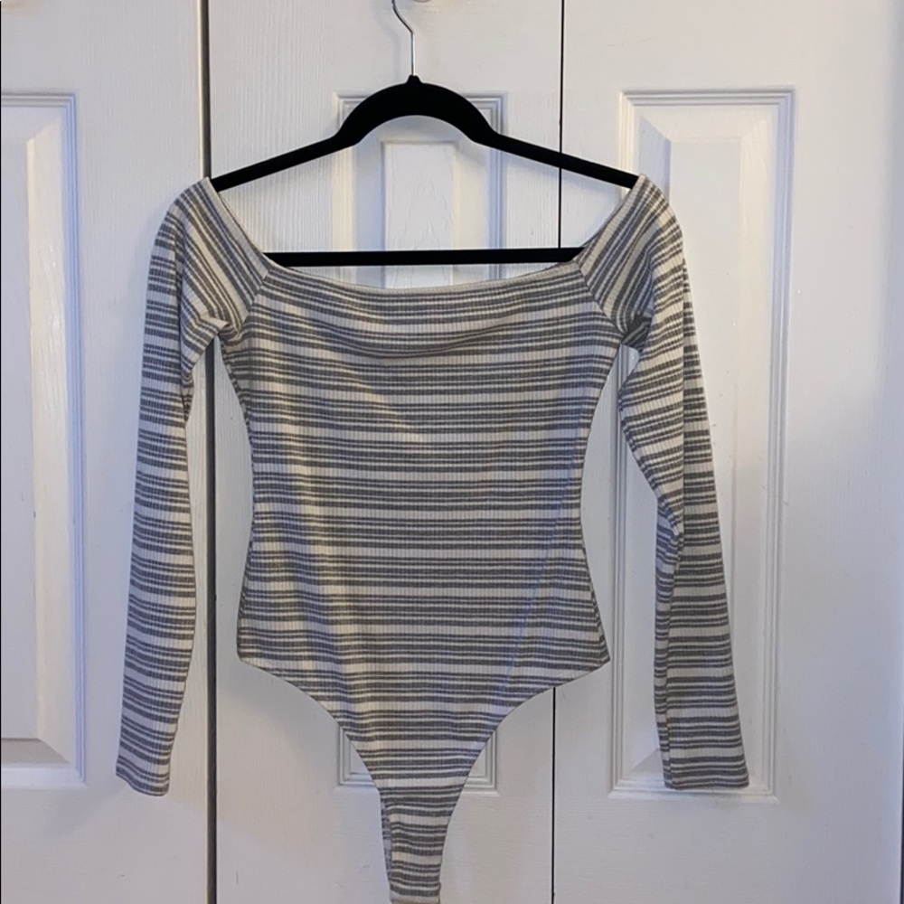 Off the shoulder long sleeve bodysuit